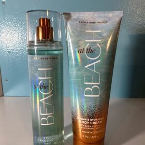 Bath & Body Works At The Beach Mist and Cream Set - Blue and Silver